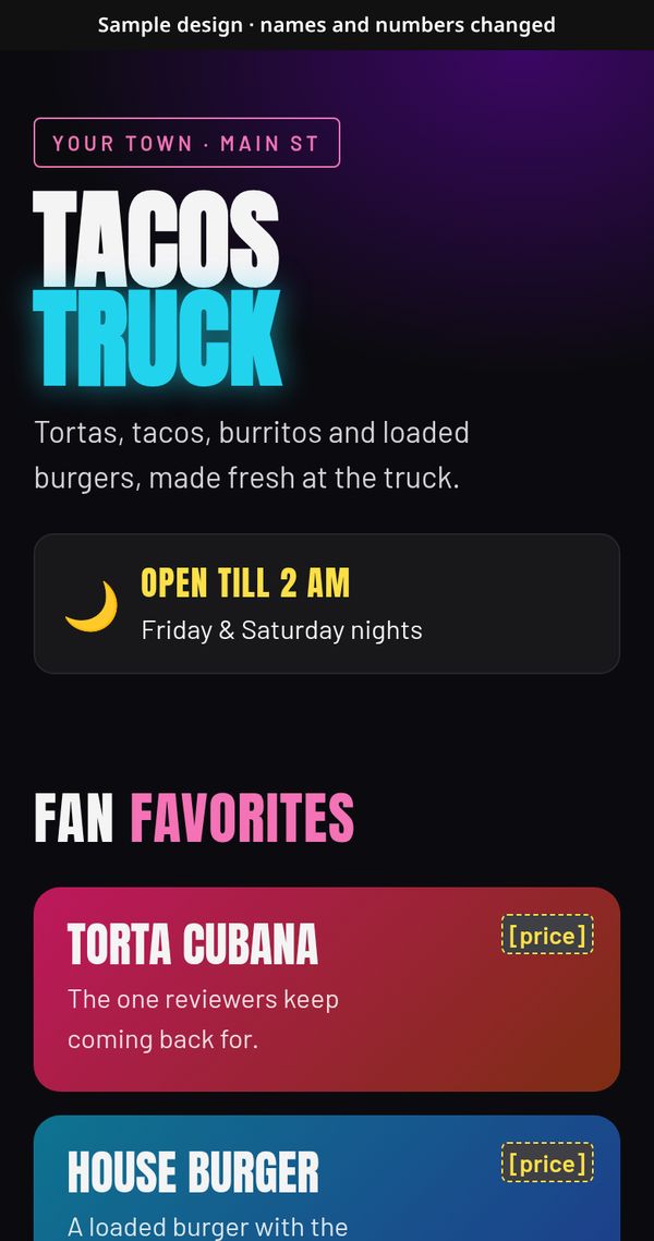 Example late-night taco truck site